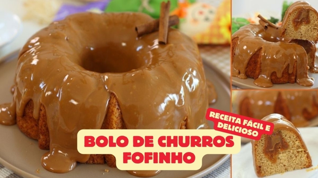 Bolo de Churros Fofinho com Recheio de Doce de Leite