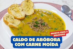 Caldo de Abóbora com Carne Moída