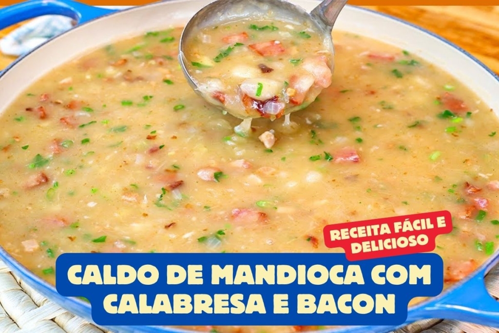 Caldo de Mandioca com Calabresa e Bacon