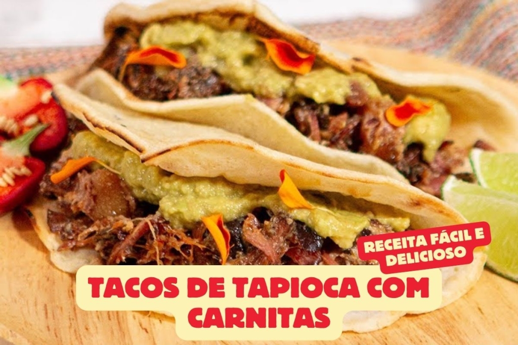 Tacos de Tapioca com Carnitas